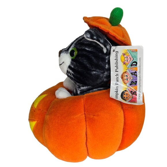 Pumpkin Patch Publishing Plush Cat In Pumpkin - Halloween Decor - Soft & Cuddly - Picture 4 of 5